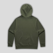 Green hoodie with 'KAIZEN' text, folded flat on grey background