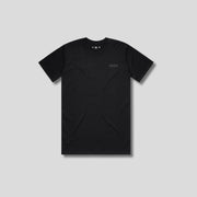 Black t-shirt with 'KAIZEN' logo, flat lay on neutral background