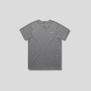 Grey t-shirt with 'KAIZEN' logo, flat lay on neutral background