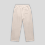 Bone straight leg joggers with 'KAIZEN' logo, flat lay product image