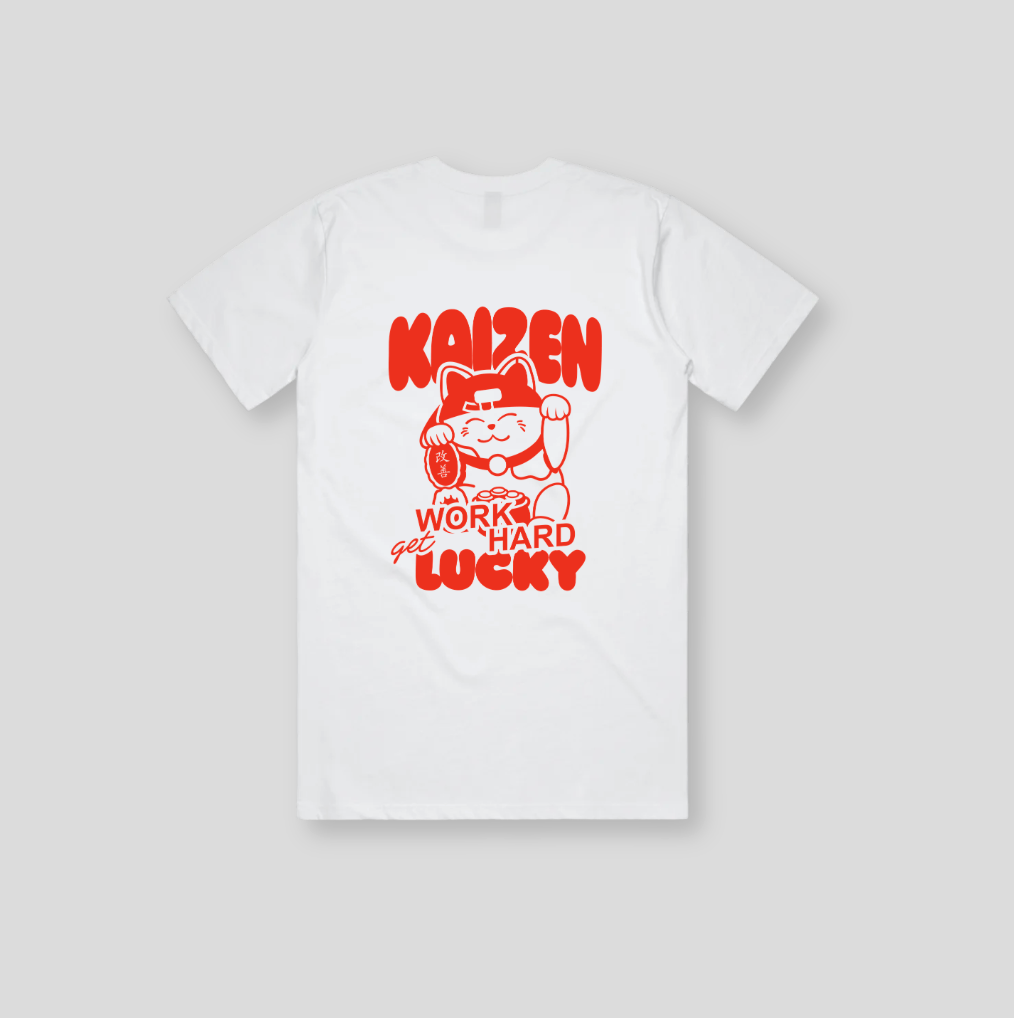 Men's Work Hard Get Lucky T-shirt | White & Red