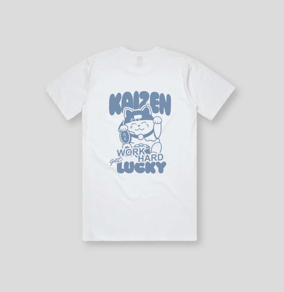 Men's Work Hard Get Lucky T-shirt | White & Blue