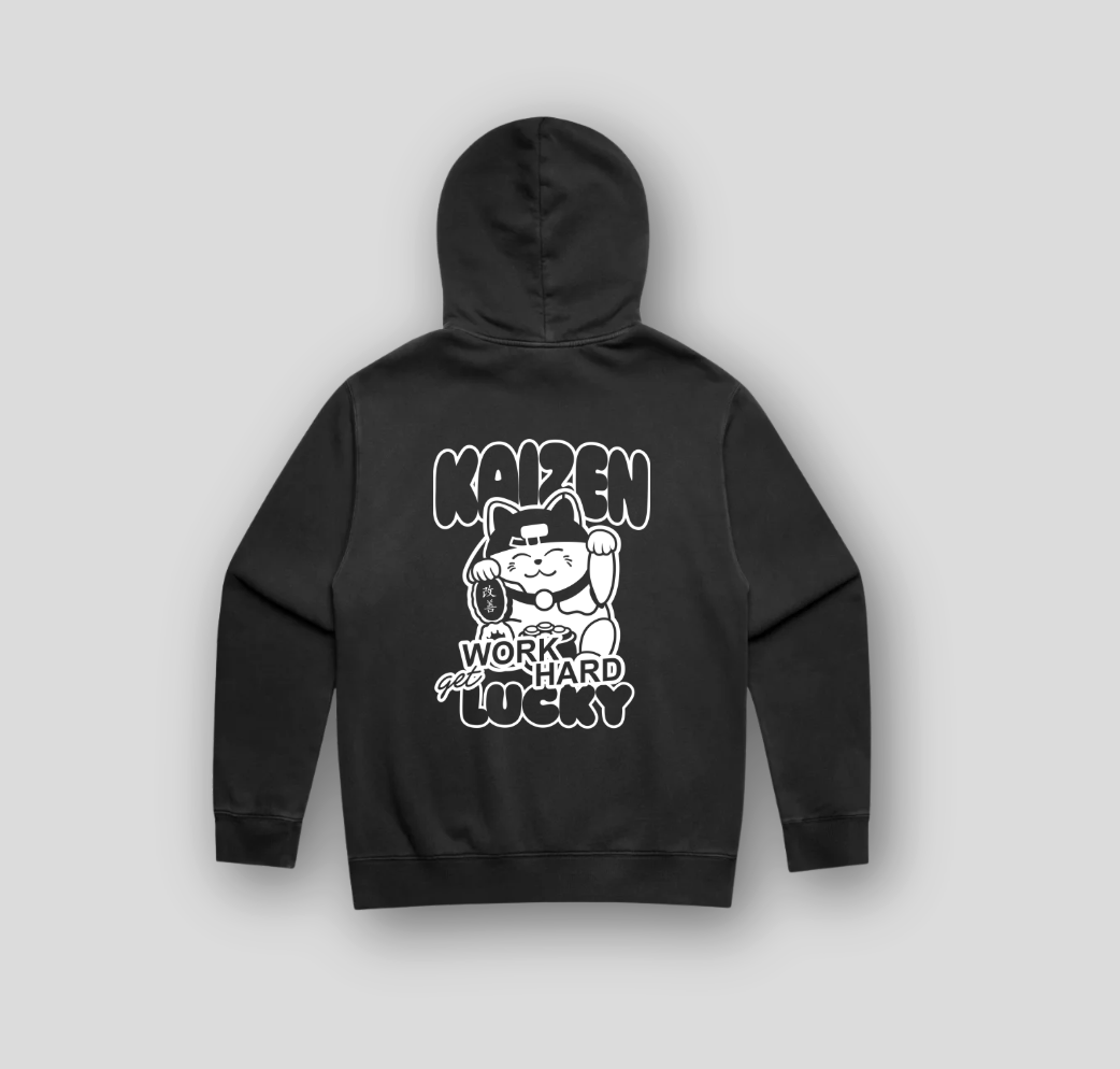 Men's Work Hard Get Lucky Hoodie | Faded Black