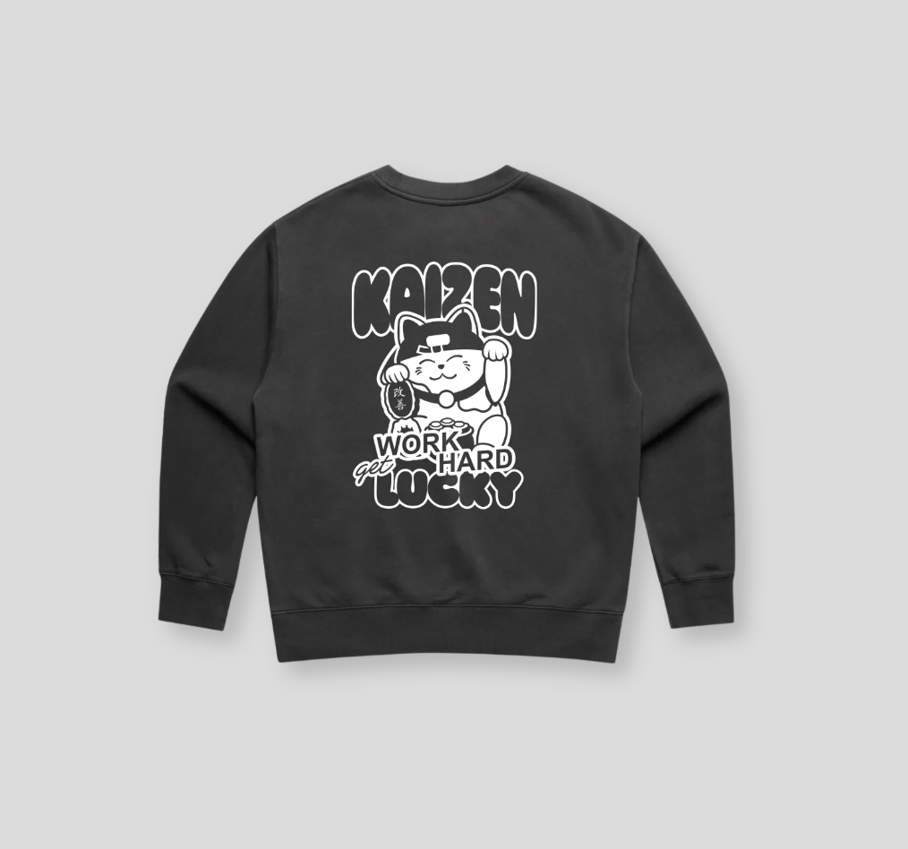 Women’s Work Hard Get Lucky Sweatshirt | Faded Black