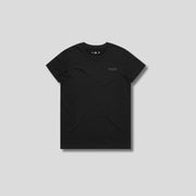 Black t-shirt with 'KAIZEN' logo, flat lay on neutral background