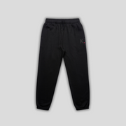 Black joggers with 'KAIZEN' logo, flat lay product image