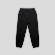 Black joggers with 'KAIZEN' logo, flat lay product image